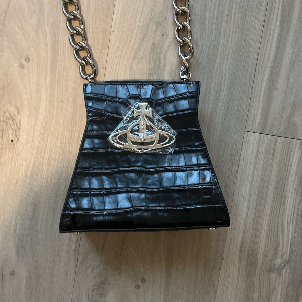 Vivienne Westwood Black and Silver Bag with Chain Strap